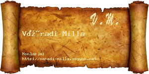 Váradi Milla névjegykártya